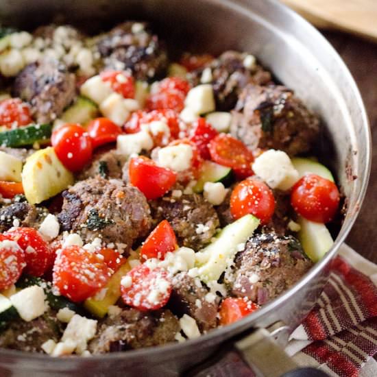 Greek Meatball & Veggie Skillet