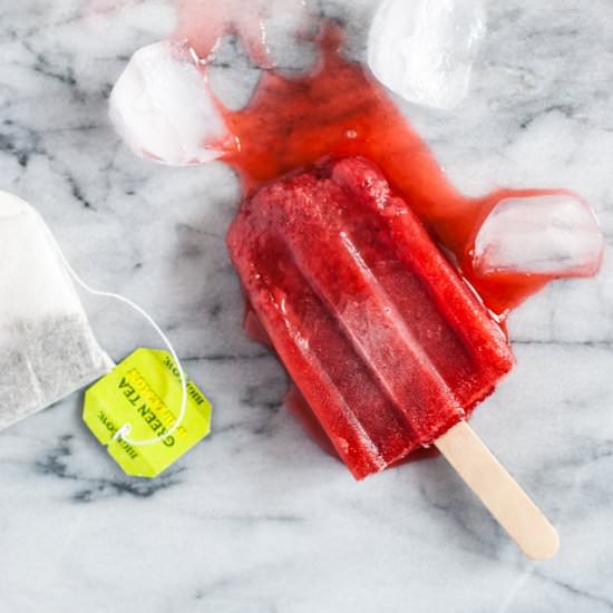 Strawberry Green Tea Popsicles