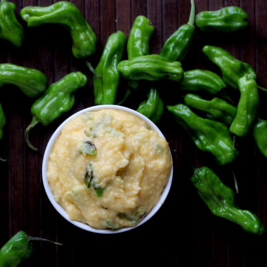 Polenta with shishito peppers