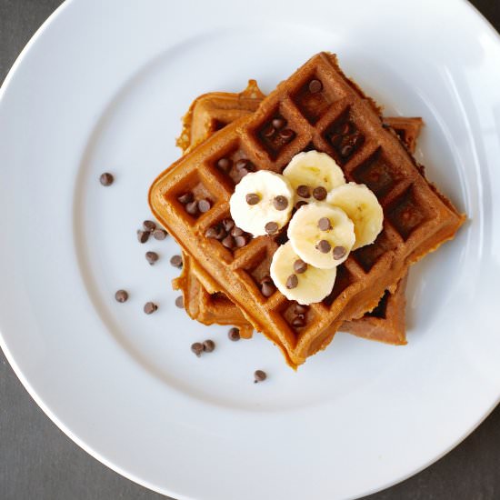 Banana chocolate chip waffles