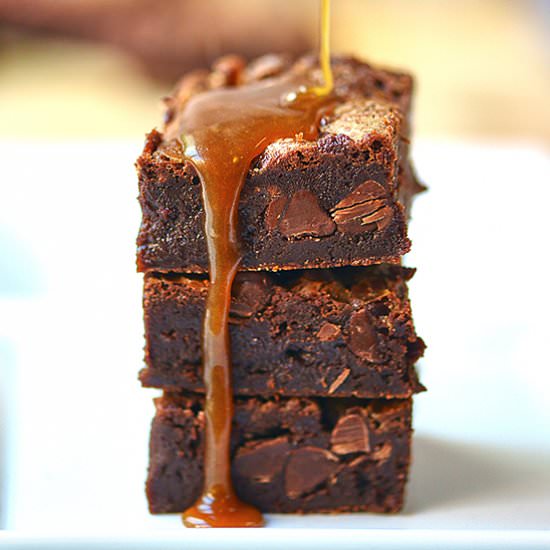 Flourless Salted Caramel Brownies