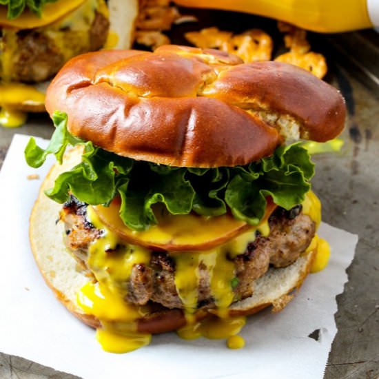 Honey Mustard Pretzel Turkey Burger