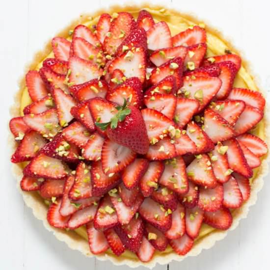 Strawberry Pistachio Cardamom Tart