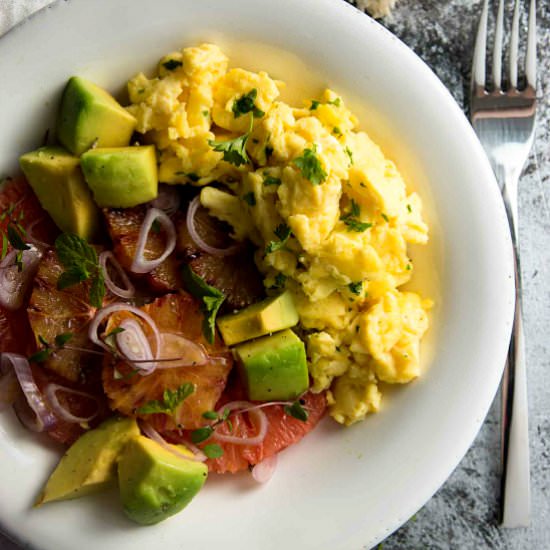 Scrambled Eggs with Citrus Salad