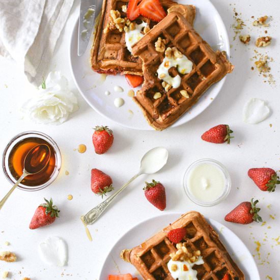 Strawberry Rosewater Waffles
