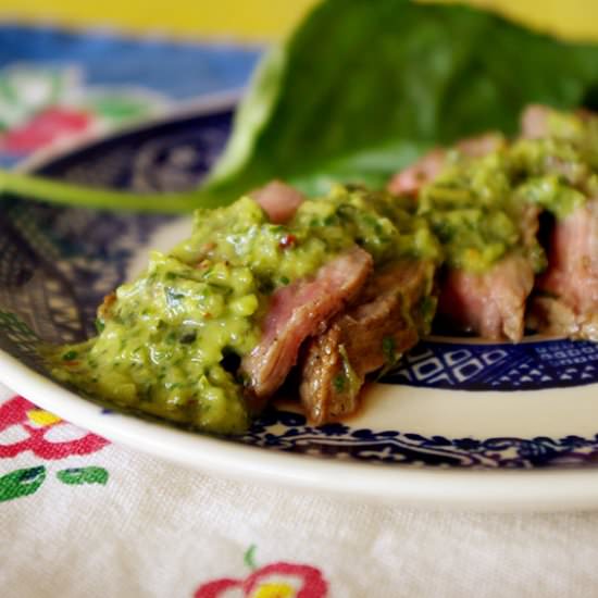 Flank Steak with Basil Chimichurri