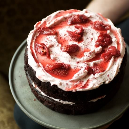 Chocolate Cake, Roasted Strawberry