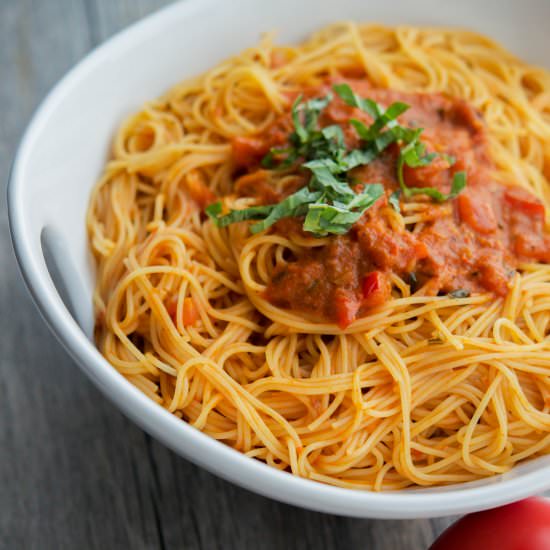 Pasta with Bruschetta Vodka Sauce
