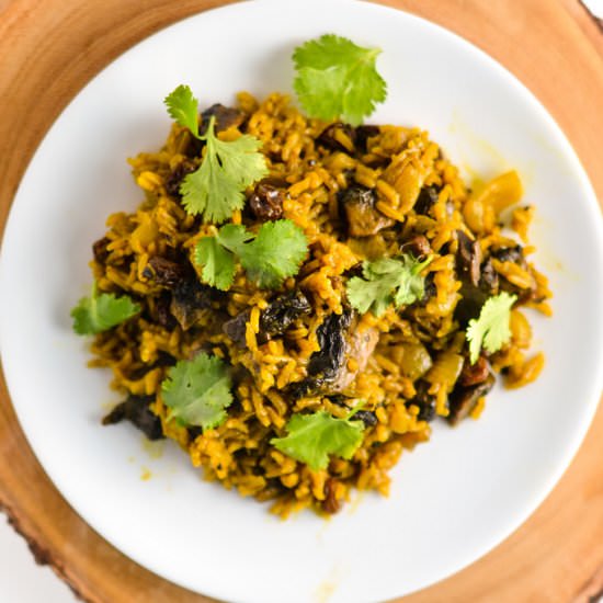 Turmeric Spiced Mushroom Pilaf