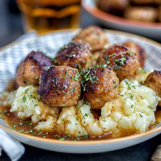 Pork Meatballs in Ale Gravy
