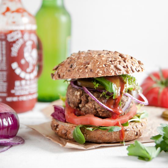 Vegan lentil and mushroom burgers