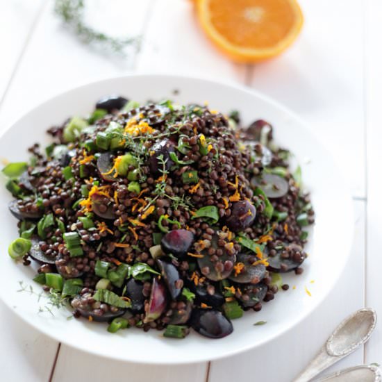 Beluga Lentil Salad with Grapes
