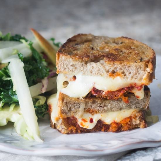 ‘Nduja Grilled Cheese & Kale Salad