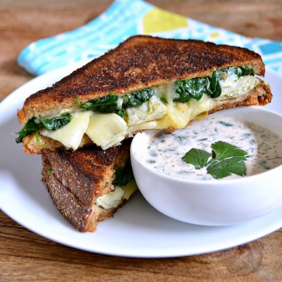 Spinach Artichoke Grilled Cheese