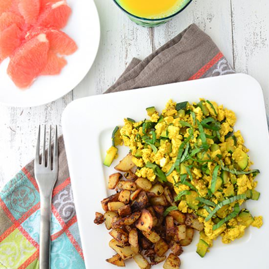 Zucchini Basil Tofu Scramble