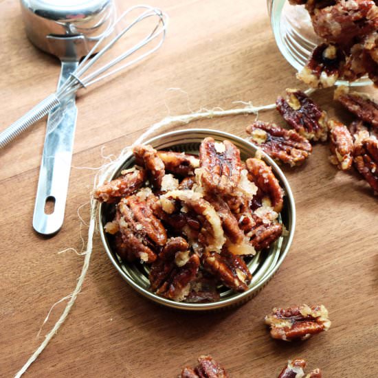 Spicy Glazed Candied Pecans