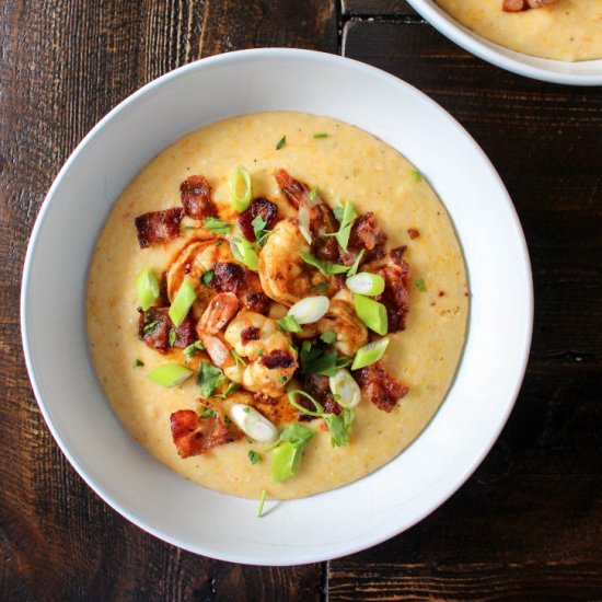 Sweet Potato Grits with Shrimp