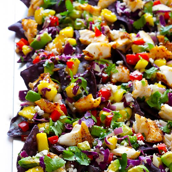 Rainbow Fish Taco Nachos