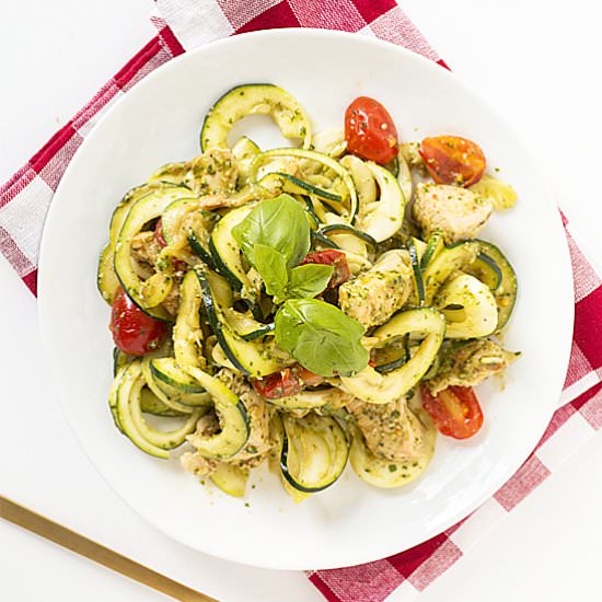 Chicken and Pesto Zucchini Pasta