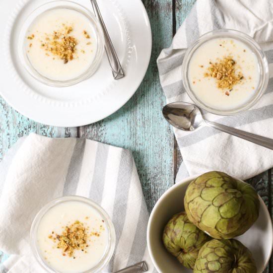 Cherimoya Pudding with Pistachios