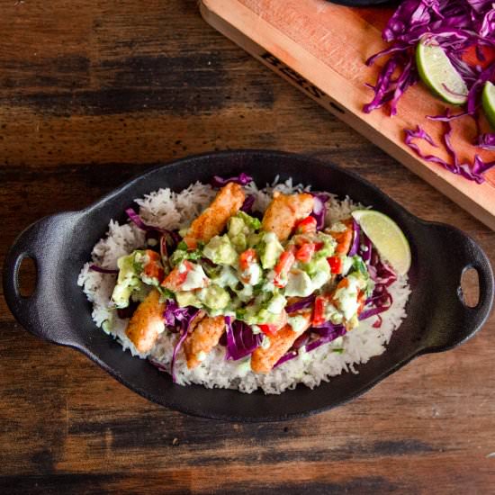 Fish Taco Bowl With Avocado Pico