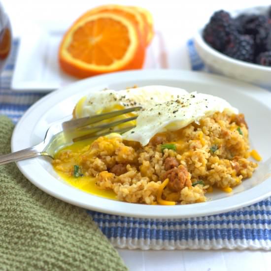Cheesy Chorizo Steel Cut Oat “Grits”