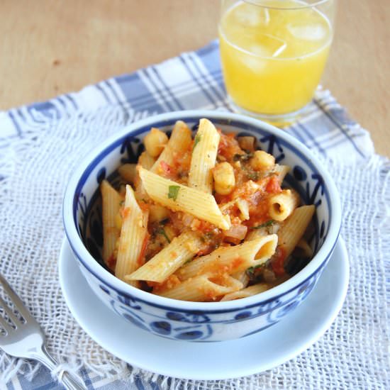 Penne with Tomato and Chickpea Sauce