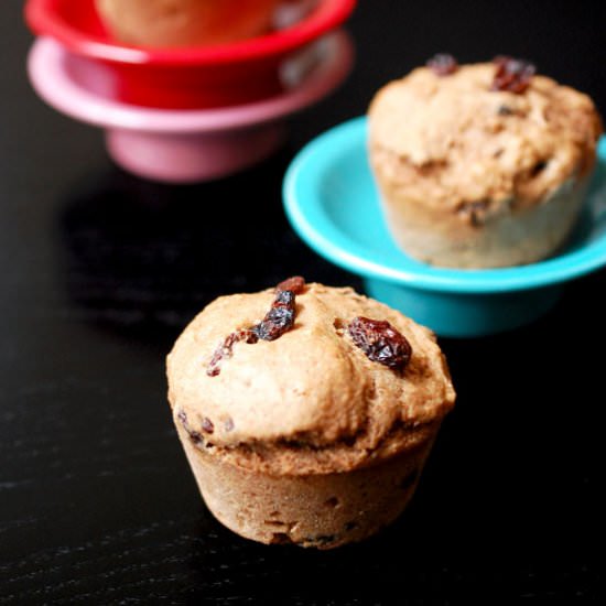 Whole Wheat Cinnamon Raisin Muffins