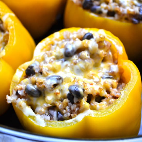 Vegetarian Crockpot Stuffed Peppers
