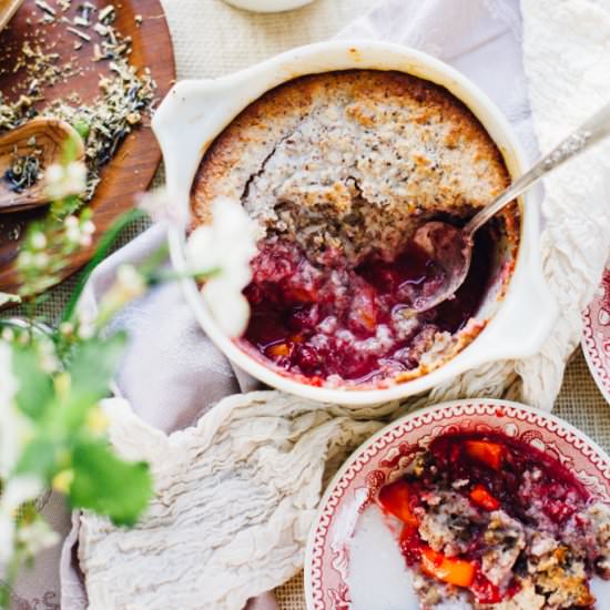 Raspberry Mango Breakfast Cobbler