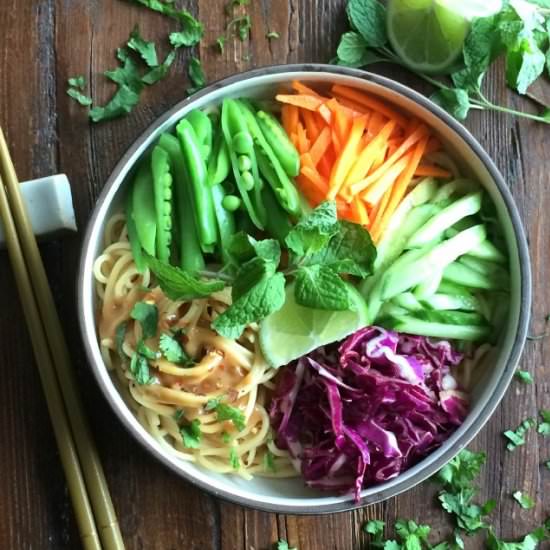Veggie Spaghetti with Peanut Sauce