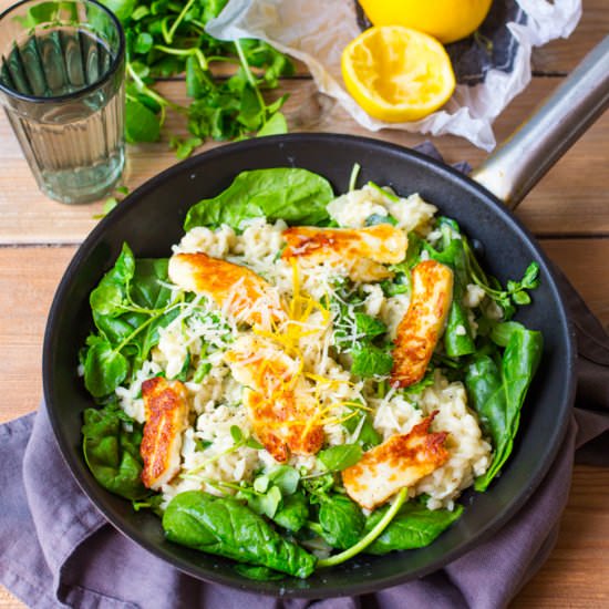 Herby Lemon Risotto with Halloumi