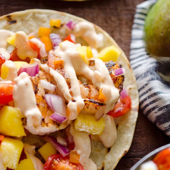 Chipotle Shrimp Tacos w/Mango Salsa