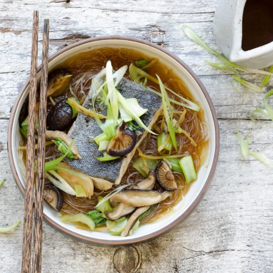 Fish and Shiitake Broth w Bok Choy