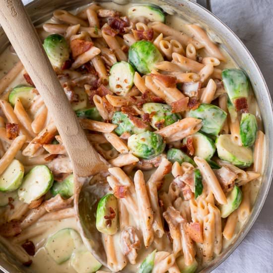 Creamy Red Lentil Penne Skillet