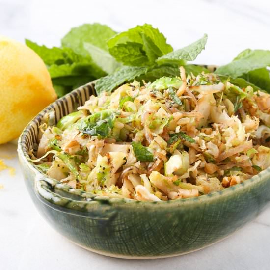 Sprouts with Pecans, Mint and Lemon