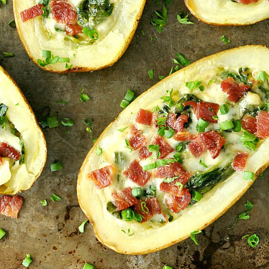 Spinach and Artichoke Potato Skins