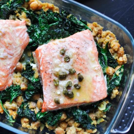 Slow Roasted Salmon with Kale