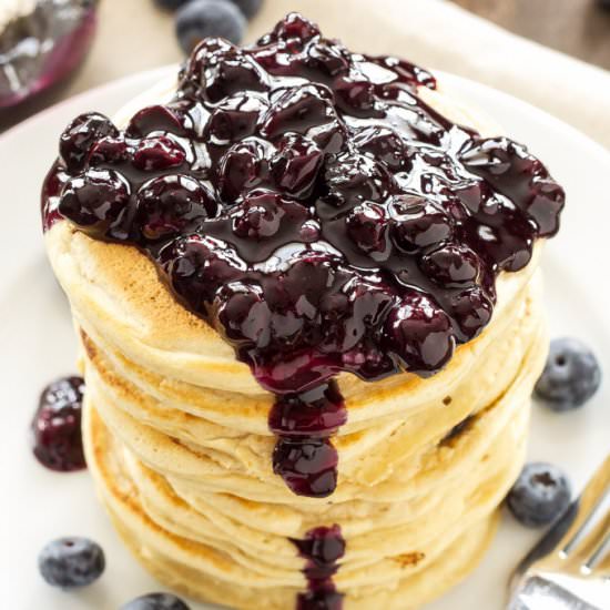 Blueberry Vanilla Protein Pancakes
