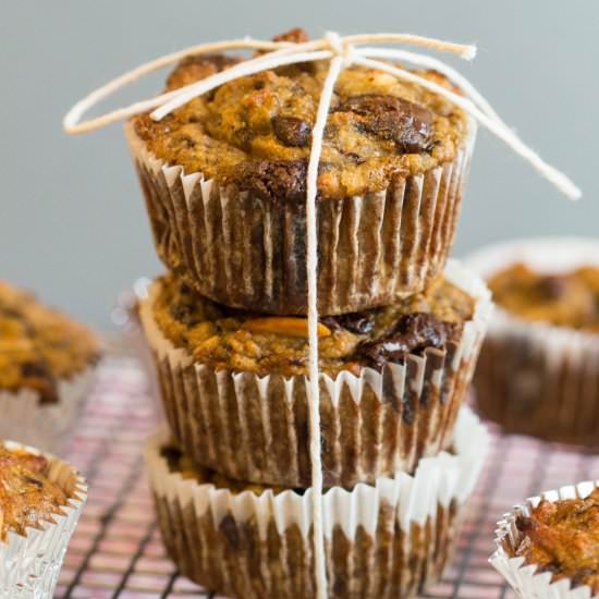 Almond Chocolate Banana Muffins