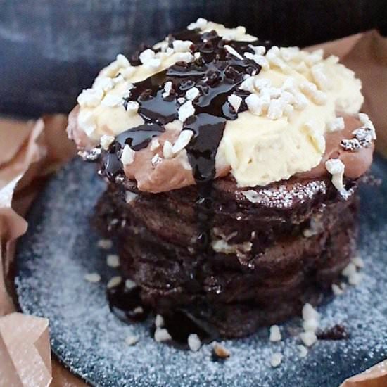 Triple Chocolate Fudge Pancakes