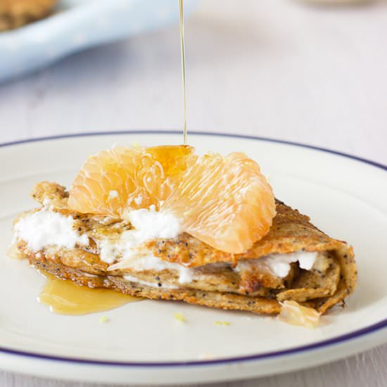 Pomelo + Lemon Poppy Seed Crepes