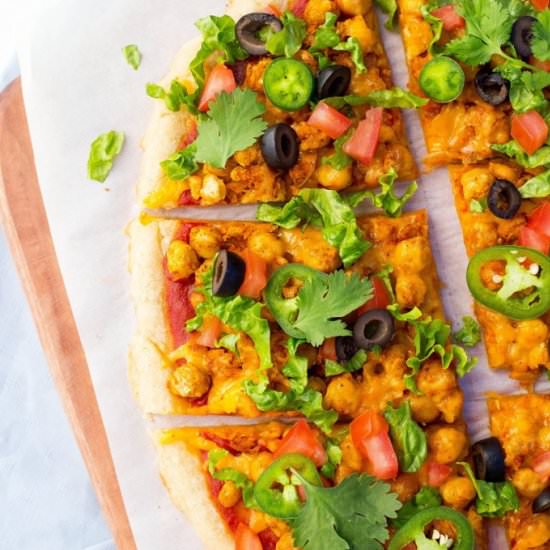 Smashed Chickpea Taco Pizza