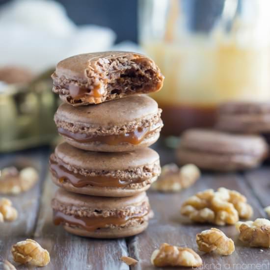 Chocolate Walnut Macarons