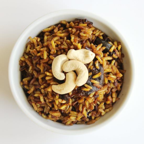 Spiced Cashew Plum Rice Porridge