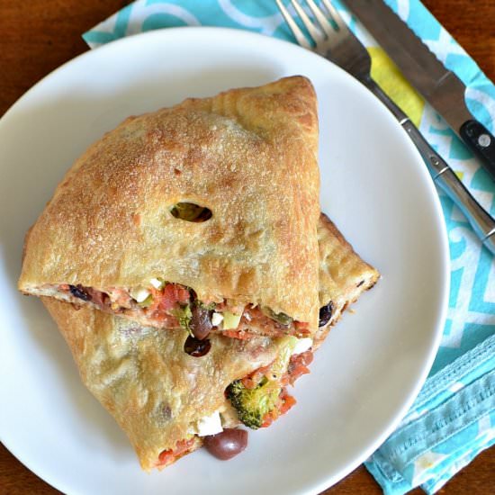 Broccoli, Feta, and Olive Calzones