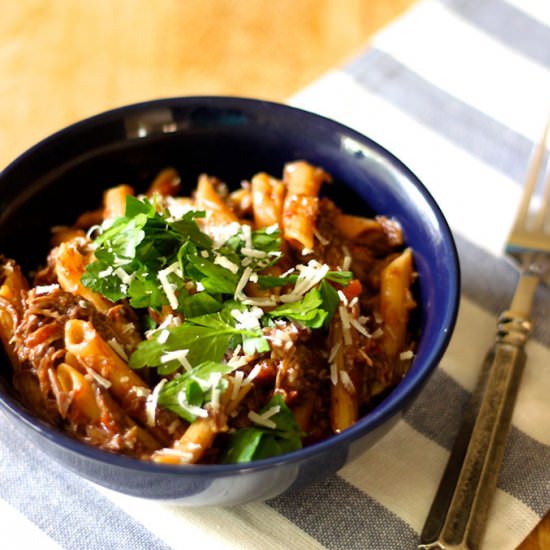 Red Lentil Pasta with Short Ribs