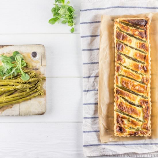 Asparagus tuna and cheese tart