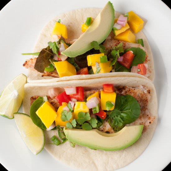 Tilapia Fish Tacos with Mango Salsa