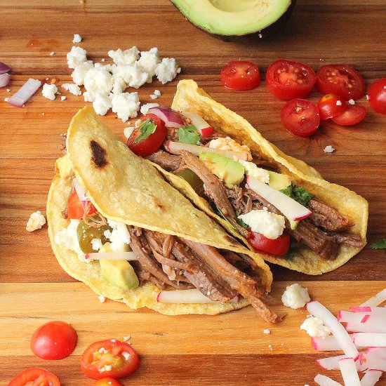 Shredded Brisket and Chipotle Tacos